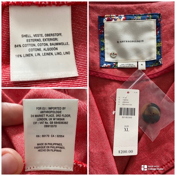 Anthropologie Elle Coral Cotton/Linen Trench Coat Size XL - Picture 8 of 12